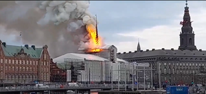 Copenhagen’s ‘Notre Dame moment’ as old bourse burns, loses spire