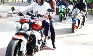 BJP candidate from Chandigarh rides bike to ‘speed up’ campaign