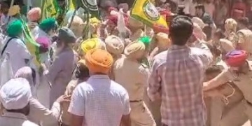 Farmers’ protest continues on the third day at Shambhu Railway Station.