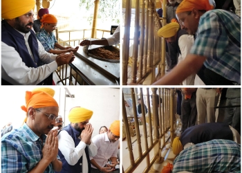 Arvind Kejriwal and Bhagwant Mann paid obeisance at Sachkhand Sri Harimandir Sahib, prayed for the well-being of all