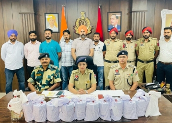 PUNJAB POLICE IN JOINT OPERATION WITH BSF ARREST SEVEN DRUG SMUGGLERS WITH 5.47KG HEROIN, ₹1.07 LAKH DRUG MONEY