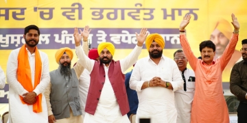 Chief Minister Bhagwant Mann campaigned for AAP candidate Shery Kalsi from Gurdaspur, addressed a huge public rally in Qadian