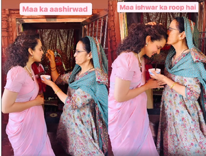 Kangana Ranaut takes ‘aashirwad’ from ‘maa’, calls her ‘ishwar ka roop’