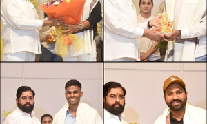 Maha govt felicitates Rohit Sharma, Surya, Dube & Jaiswal at Vidhan Bhavan