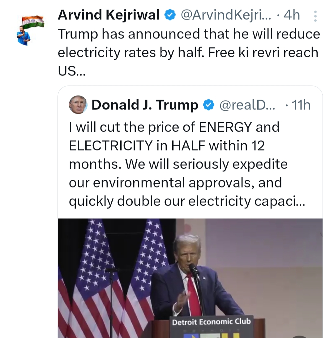 'Free ki revri' in United States: Kejriwal draws an AAP link with Trump's poll promise