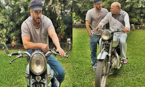 Salman Khan shares pictures with father Salim Khan’s first bike