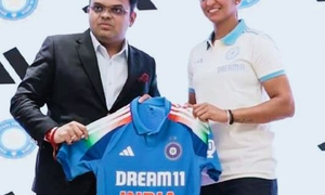 Jay Shah and Harmanpreet Kaur unveil India’s new ODI jersey ahead of Australia tour