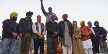 AAP Leaders Pay Floral Tribute at the Vandalized Statue of Dr. Ambedkar