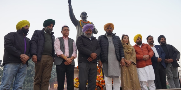 AAP Leaders Pay Floral Tribute at the Vandalized Statue of Dr. Ambedkar