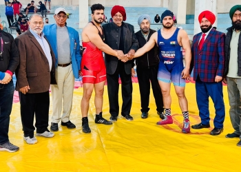 Wrestlers from India, Iran, Canada and Brazil showed their strength