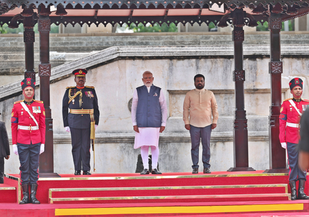 PM Modi accorded ceremonial welcome in Sri Lanka