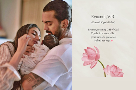Athiya Shetty, KL Rahul name their ‘baby girl’ Evaarah