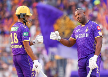 IPL 2025: Fiery knocks from Russell, Raghuvanshi power KKR to 206/4 against RR