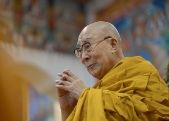 Braving heavy monsoon rain, thick fog, people attend Dalai Lama’s 90th birthday celebrations