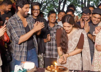 Mrunal Thakur surprised with a pre-birthday celebration on the set of Adivi Sesh’s ‘Dacoit’