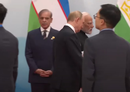 As PM Modi, Putin walk past happily, Shehbaz Sharif seen alone in a corner