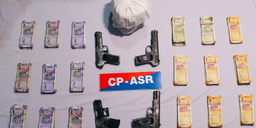 CROSS-BORDER SMUGGLING RACKET BUSTED; THREE HELD WITH 2.02KG HEROIN, ₹3.5L DRUG MONEY, 4 PISTOLS
