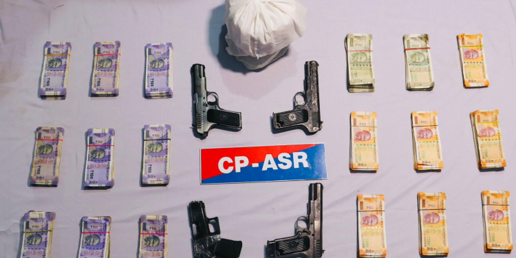CROSS-BORDER SMUGGLING RACKET BUSTED; THREE HELD WITH 2.02KG HEROIN, ₹3.5L DRUG MONEY, 4 PISTOLS
