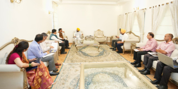 Industrialists of Punjab personally hand over cheques to Chief Minister Bhagwant Singh Mann amounting to Rs. 6 crore approx. towards Chief Minister Rangla Punjab Fund