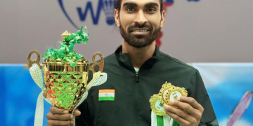 Pramod Bhagat shines with triple gold and at Abia Para Badminton International