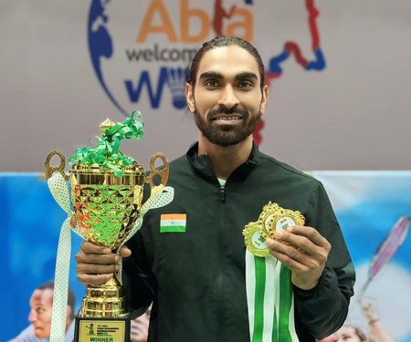 Pramod Bhagat shines with triple gold and at Abia Para Badminton International