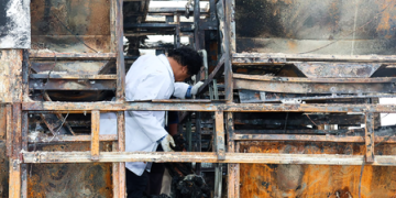 Bus catches fire on Hyderabad-Vijayawada highway, narrow escape for passengers