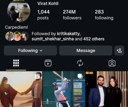 Virat Kohli’s Instagram account reinstated after brief disappearance