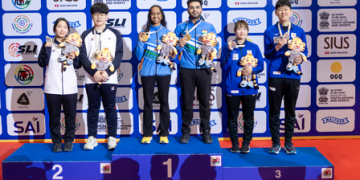 Asian Shooting C’ships: Elavenil and Arjun win mixed team air rifle gold as India crosses 50 medal mark