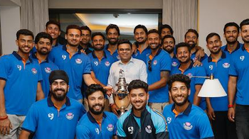 ICC chairman Jay Shah meets J&K players after historic Ranji Trophy triumph