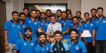 ICC chairman Jay Shah meets J&K players after historic Ranji Trophy triumph