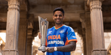 Suryakumar Yadav poses with T20 WC trophy at historic Adalaj Stepwell after India’s title triumph 