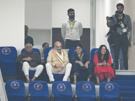 T20 WC: Amit Shah attends IND-NZ final with son Jay Shah and family