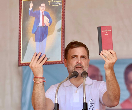 ‘Will fight till my last breath to protect Babasaheb’s ideals’: Rahul Gandhi
