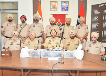 CROSS-BORDER SMUGGLING MODULE BUSTED IN AMRITSAR; TWO HELD WITH 4KG HEROIN, FOUR PISTOLS