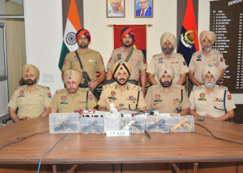 CROSS-BORDER SMUGGLING MODULE BUSTED IN AMRITSAR; THREE HELD WITH 900GMs ICE, 5 PISTOLS