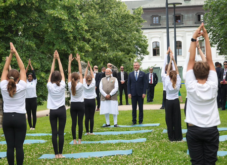 ‘Delightful to see youth embrace Yoga’: PM Modi after Slovak schoolchildren’s presentation