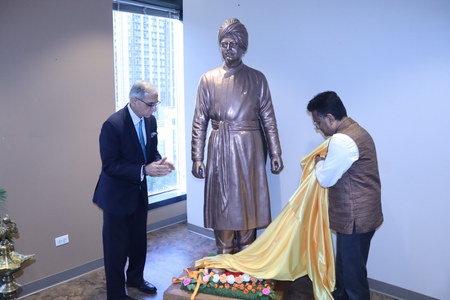 Ambassador Vinay Kwatra unveils Swami Vivekananda statue at Indian Consulate in Chicago