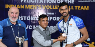 Sports Min Mandaviya felicitates Team India after historic Men’s Volleyball Cup bronze