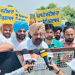 AAP Protests Haryana CM’s Visit, Raises Punjab Rights Issues in Dhuri