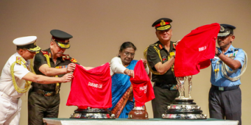 President Droupadi Murmu unveils trophies of Durand Cup tournament 2026