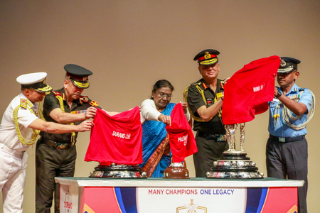 President Droupadi Murmu unveils trophies of Durand Cup tournament 2026