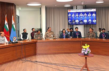Rajnath Singh meets Army contingent