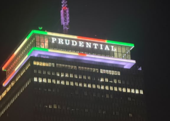 Prudential Center in Boston glows in Indian tricolour