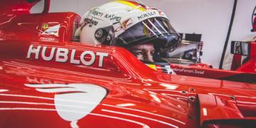 Sebastian Vettel drives Michael Schumacher’s Ferrari F2002 in tribute to F1 legend